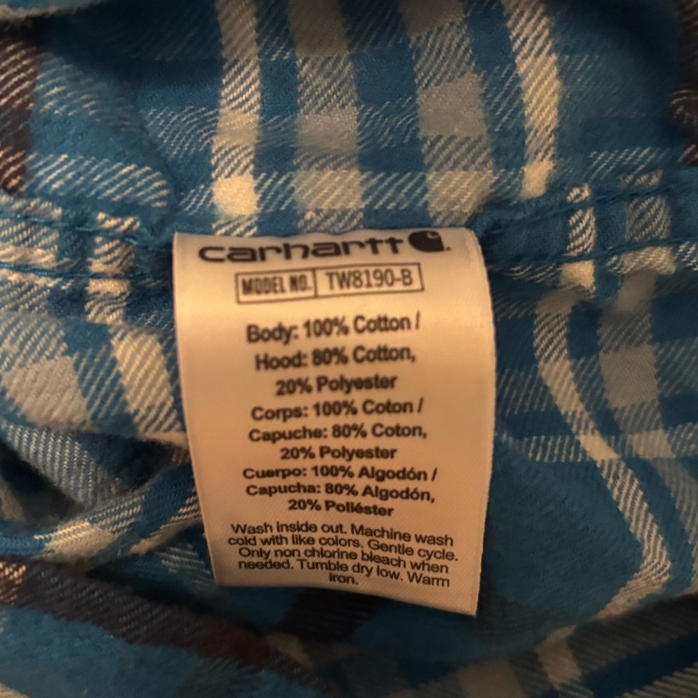 CARHARTT BOY'S LONG-SLEEVE FLANNEL BUTTON-FRONT HOODED SHIRT - Picture 5 of 6